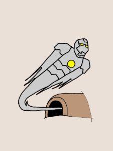 ラボを飛び立つアイアンマン・マーク2のイラスト