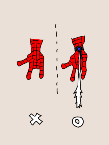 スパイダーマンが糸を出す時の手